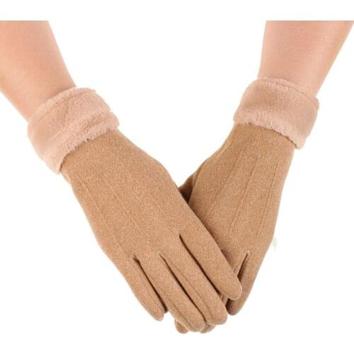 New Winter Women Keep Warm Touch Screen Plus Cashmere Gloves Female Outdoor Cycling Fashion Simple Style Windproof Soft Cute