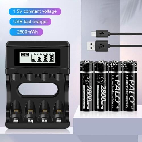 PALO New 1.5V AA Lithium / Li-ion Rechargeable Battery Charger For Remote Control Electronic LED light Shaver 1.5V Batteries
