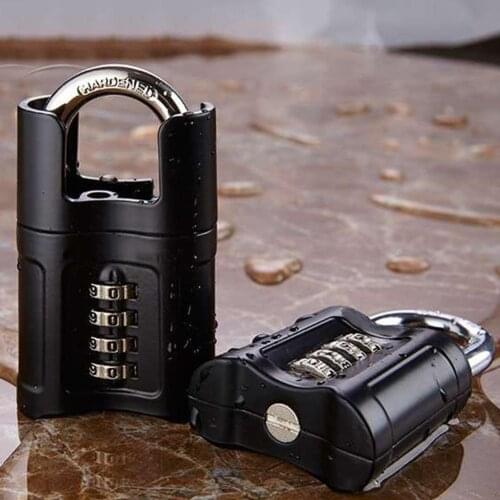Durable Stainless Steel Anti-shear Padlock Tamper-proof Waterproof Four-digit Password Combination Code Lock Door Padlock
