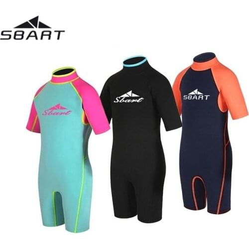 Sbart childrens 2mm thick neoprene diving suit Boys / Girls short sleeve warm diving, snorkeling, surfing swimsuit