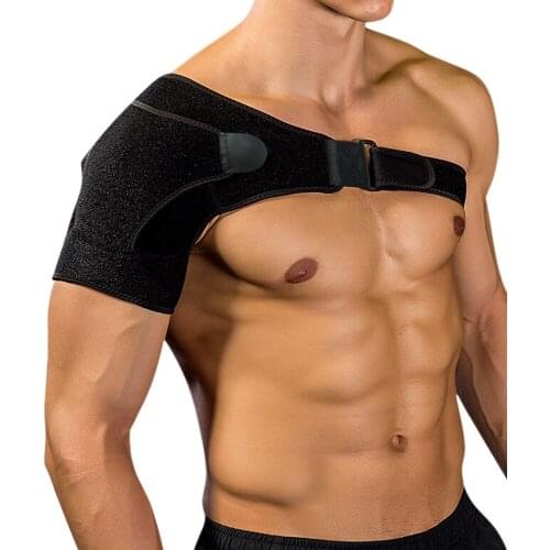 Adjustable Breathable Gym Sports Care Single Shoulder Support Back Brace Guard Strap Wrap Belt Band Pads Black Bandage Men/Women