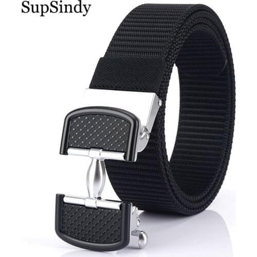 SupSindy Mans nylon belt luxury metal automatic buckle Canvas Tactical Belts for men fashion jeans Waistband outdoor male strap