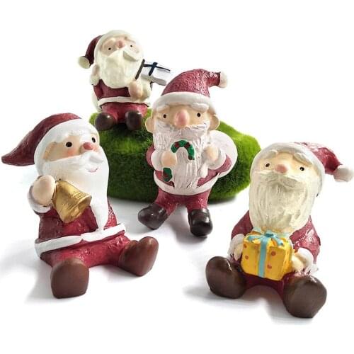 Happy Christmas Decoration Sant Claus Miniature figurine Home Decoration Fairy Garden statue Resin craft toy ornaments Baby Gift