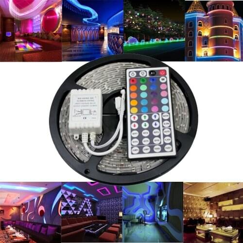 3528 SMD No-Waterproof RGB LED Strip Light DC 12V fite de led 5 meters 60led/m LED Flexible Light Strip with remote controller