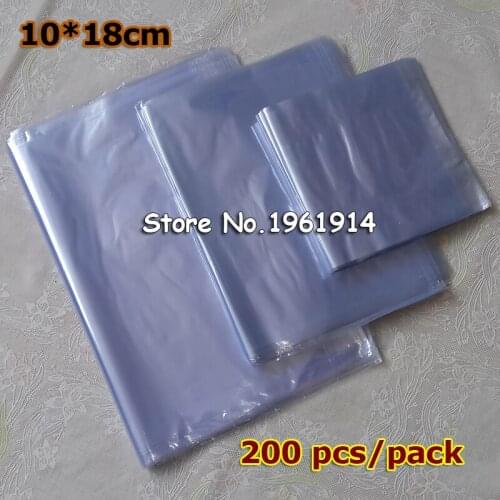 10x18cm 200pcs Pvc heat shrink bags/ Clear Membrane Plastic Cosmetic Packaging bags/ plastic shrinkable pouch