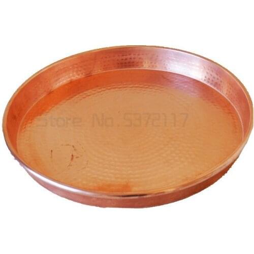 Handmade Pure Copper Pan Thick Fruit Tray Container Dessert Plate Baking