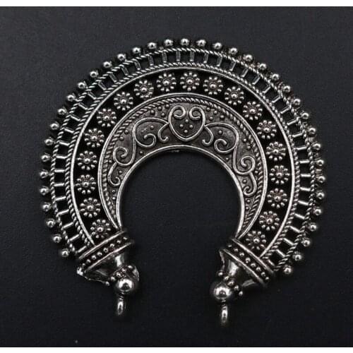 WKOUD 4pcs Silver Color Retro Metal Half Ring alloy Connectors Earrings Necklace DIY Handmade Jewelry Charm makings A1736