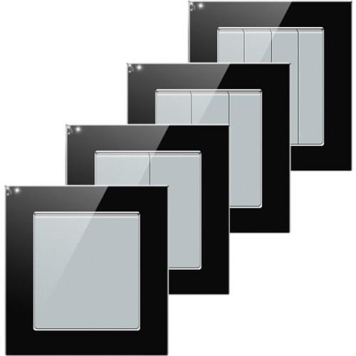 1/2/3/4 Gang 1 2 Way Wall Switch Tempered Glass Panel Push Button Switch Household Light Switch On/Off Wall Switch Interruptor