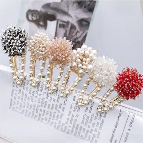 1Pc Korea Crystal Rhinestones Hairpins for Women Imitation Pearl Flower Hair clips Handmade Waterdrop Hair Accessories