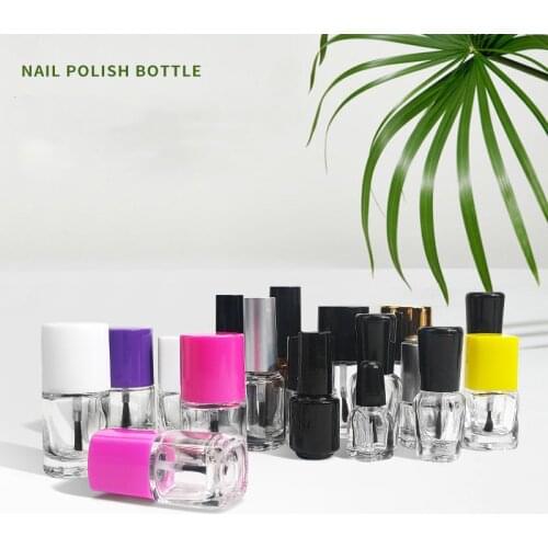 100pc/set Clear glass nail polish bottle with brush, glue bottle, cosmetic sub-bottle, empty bottle, convenient for travel 5ML