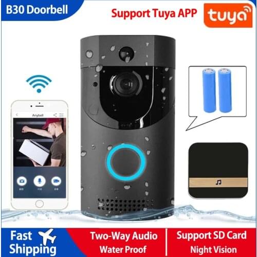 2021 New B30 WIFI Doorbell B30 IP65 waterproof Smart video Door chime 720P wireless intercom FIR Alarm IR night vision IP camera