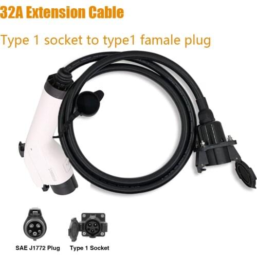 32A Type 1 SAE J1772 5m Charging Extension Cable Cord Electric Vehicle Car Connector For Charging Station EV Charger