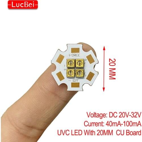 275nm Deep UVC LED Diode 3535 Lamp SMD Beads 6V 12V 24V 4Chips For UV Disinfection Equipment 285nm Steriliza Flashlight Board