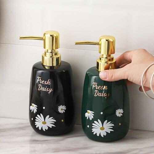 450ml Ceramic Soap Dispenser Bathroom Shower Gel Shampoo Bottles Scandinavia Hotel Hand Sanitizer Empty Refill Sub-bottle