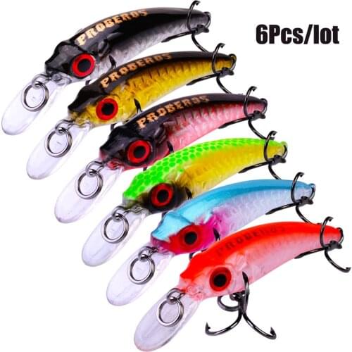 6cm 3.5g 6pcs/lot Wobbler Fishing Lure Crankbait 3D Eyes Minnow Carp Lure Artificial Fishing Bait Saltwater Fishing Lures