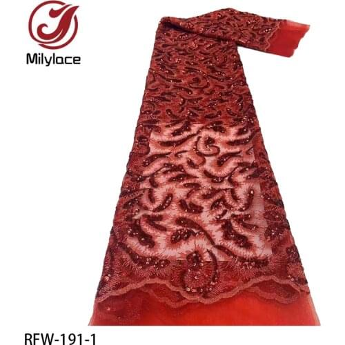 African Lace Fabric Embroidery Tulle Lace with Sequin2021High Quality Nigerian French Lace Fabric for Dress RFW-191