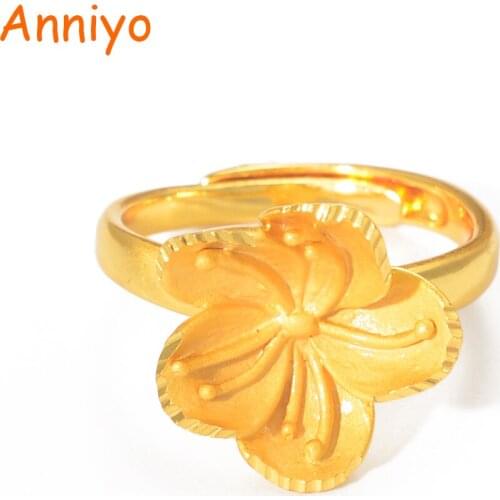 Anniyo Hawaiian Flower Ring Women Girls Resizable Rings Arab Ethiopian Jewelry Dubai Wedding Jewellery Habesha Items #066804