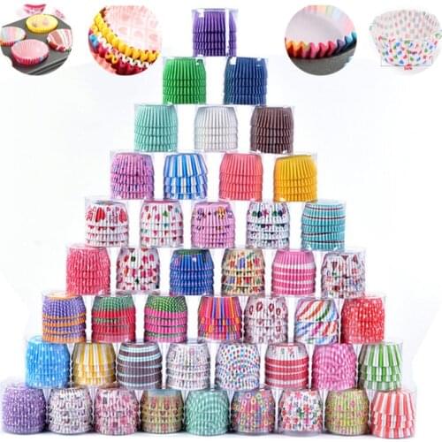 100Pcs Rainbow Cupcake Paper Liners Muffin Cases Cup Cake Topper Baking Tray Kitchen Accessories Pastry Decoration Tools