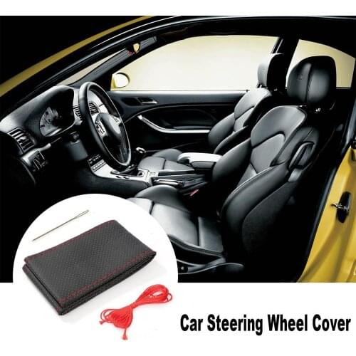 3 Color DIY Texture Soft Auto Car Steering Wheel Cover With Needles And Thread Artificial Leather Car Covers Suite