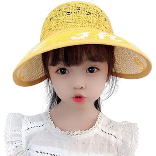Childrens straw hat summer girl baby beach hat girl sunscreen sunscreen summer sky sunshade hat western style
