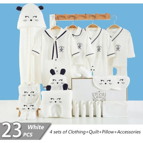 0-6Month Baby Clothes Set Boy 100% Cotton Infant Suit Baby Girl Rompers Outfits Pants Hat Bib Newborn Clothing