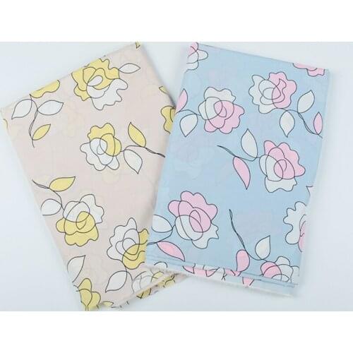 HLQON cotton sateen simple flowers two color fabric for women clothing sewing upholstery tissue wedding dress patchwork DIY