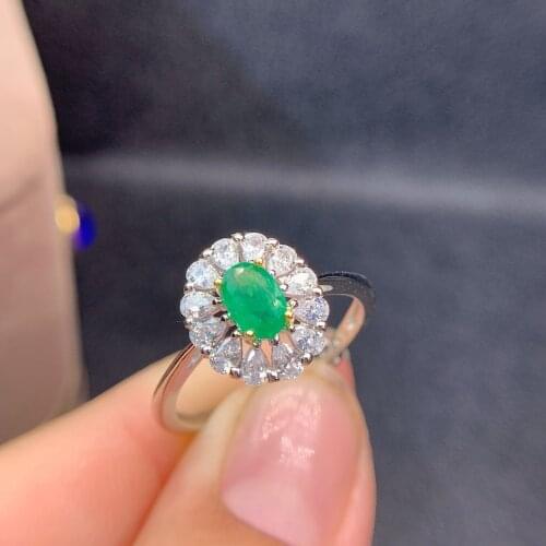SHILOVEM 925 sterling silver real Natural Emerald rings classic fine Jewelry new wedding wholesale gift 4*6mm jcj04065521agml