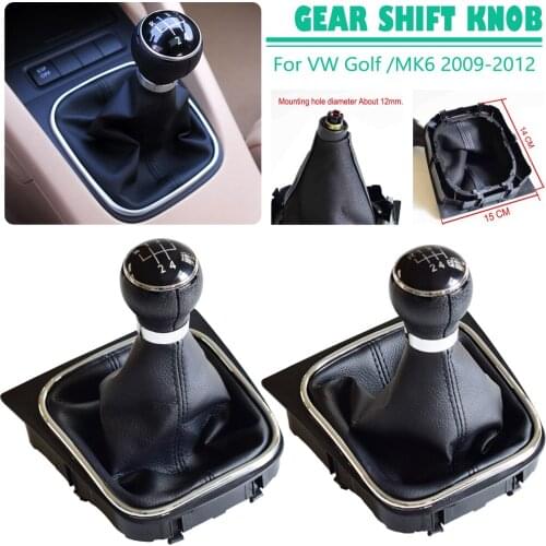 For VW Rabbit Golf 5 6 Jetta MK5 MK6 2010-2014 5 6 Speed Shifter Car Leather Boot Gear Shift Knob Head Lever Cover Accessories