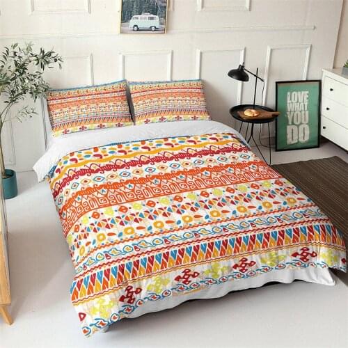 Colorful Bohemia Geometric Duvet Cover Set Soft Single Bed Cover For Children Girl Fresh Ethnic Style Double Queen Bed Set Woman
