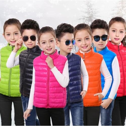 Boys Sleeveless Jacket Vest Girls Cute Vest Winter Down Vest Waistcoats Children Clothing Autumn Kids Warm Coat Teen Cotton Vest