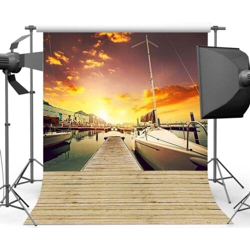 Mehofoto Evening Seaport Backdrop for Photography Wood Floor Background for Photograrphers Photo Shoot CM-5746