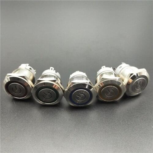 19mm Metal Power mark brass Push Button Switch flat round illumination Momentary self reset 1NO