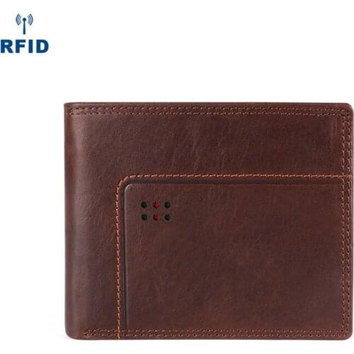 Cow Leather Men Wallets with Coin Pocket Vintage Male Purse Function Brown Genuine Leather Men Wallet with Card Holders MRF31