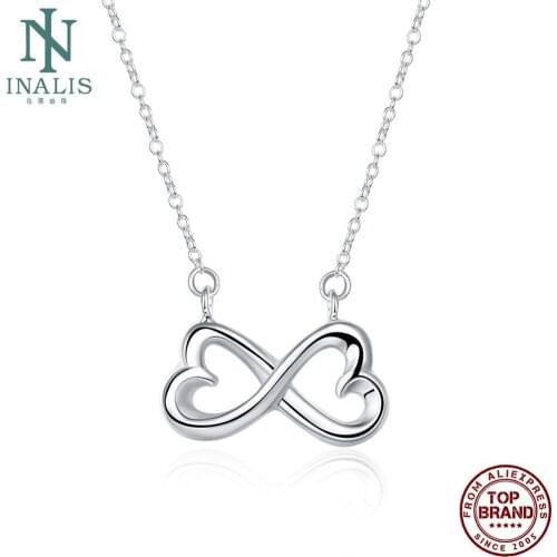 INALIS Necklace For Women Fashion Two Hearts Pendant Necklaces Personality Anniversary Birthday Gift Initial Jewelry Statement