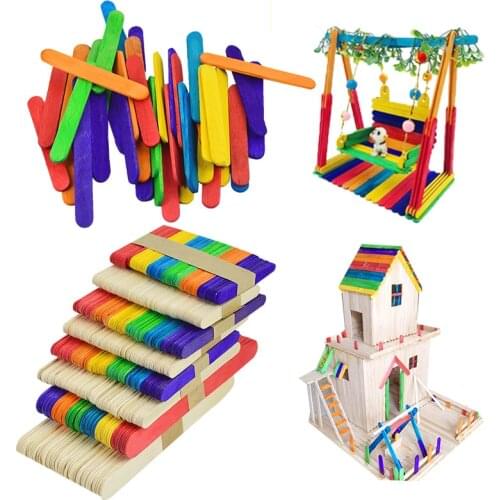 50Pcs Popsicle Stick Ice Cube Maker Multicolor Cream Tools Model Special-Purpose Wooden Craft Stick Lollipop Mold Accessories