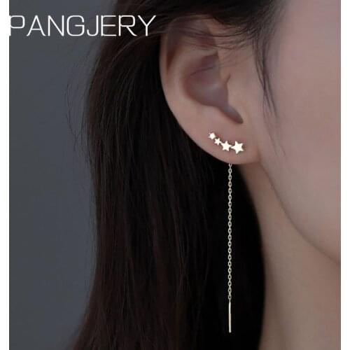 PANGJERY Prevent Allergy 925 Sterling Silver Long Tassel Drop Earrings for Women Simple Stars Geometric Wedding Jewelry Gifts