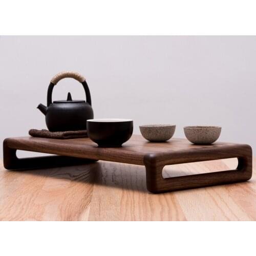 Natural Solid Wood Tea Tray Tea Table For Home Office Hotel Teahouse Durable Breakfast Plate Desktop Serving Tray With Handles