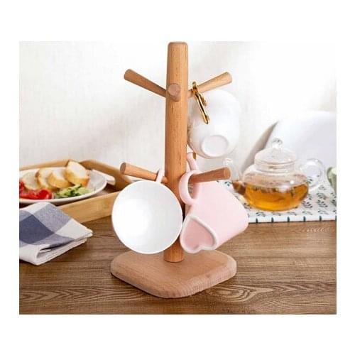 Cabinet Hook Mug Holder Cup Hanger Wood Storage Rack Kitchen Bathroom Living Room Racks