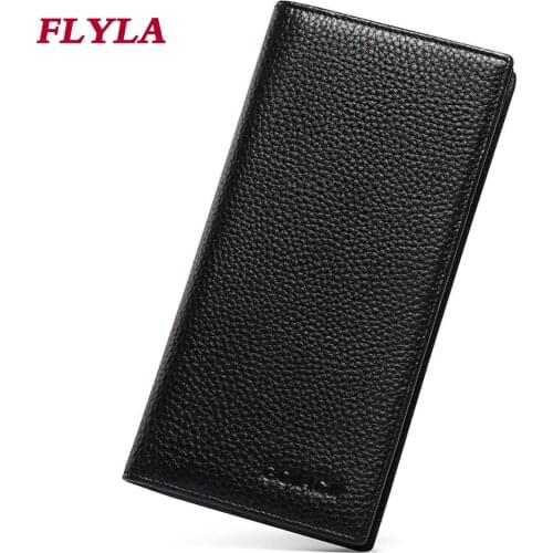 RFID Anti-theft Womens Leather Wallet Ultra-thin First Layer Soft Cowhide Long Hand Wallet Womens Wallet Card Holder
