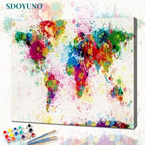 SDOYUNO 60x75cm Frame DIY Painting By Numbers Kits Colorful Map Abstract Modern Home Wall Art Picture Paint By Numbers On Cavans