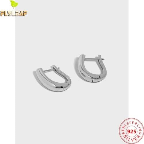 925 Sterling Silver Letter U-shaped Glossy Hoop Earrings High Quality 18k Gold Female Fine Jewelry