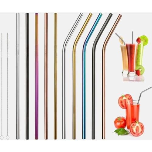 5 Pcs Stainless Steel Straw Reusable Bar Accessories with Cleaner Brush for Home Party Bar Metal Drinking Straw Mason Jars