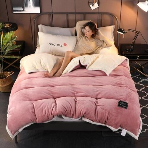 1Pcs Twin/King Size Thickening Warm Duvet Cover Home Luxury Printed Flannel Bei Bei Velvet Winter Cover Double Duvet Faced