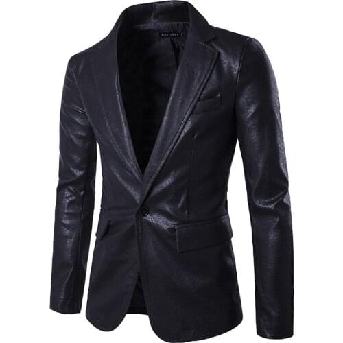 2020 Spring and Autumn New Men Solid Color Slim PU Leather Fashion Mens Suit Mens Leather Jacket Chaqueta De Cuero Para Hombre
