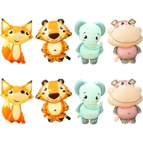 Birthday Party Cartoon Animal Aluminum Foil Balloon Little Tiger Fox Elephant Hippo Kindergarten Party Decorative Balloon