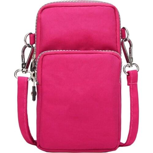 Women Hanging Neck Running Wrist Arm Mobile Phone Bag Shoulder Crossbody Pouch