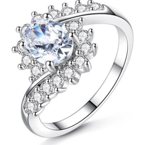 Women Ring Shiny Zircon Ring Wedding Ring Fashion Party Classic Jewelry Girlfriend Surprise Jewelry Wedding Anniversary Gift