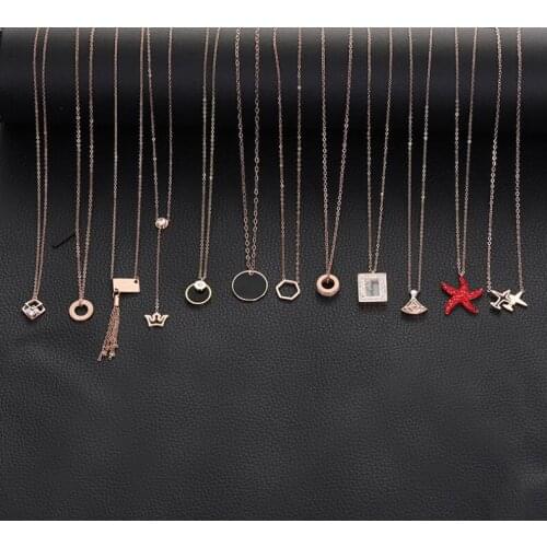 Korean simple fashion temperament online celebrity titanium steel jewelry with diamonds new long tide brand ladies necklace