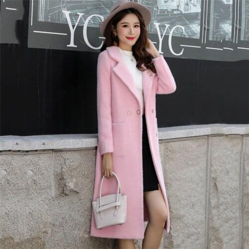 Gold Velvet Coat Female 2019 New Winter Fur Coats Womens Suit Collar Slim Thick Warm Long Overcoat