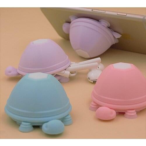 10PCS Little Turtle Model Earphone Headphone Cable Winder Silicone suction cup Cord Holder For Iphone samsung Phone holder stand